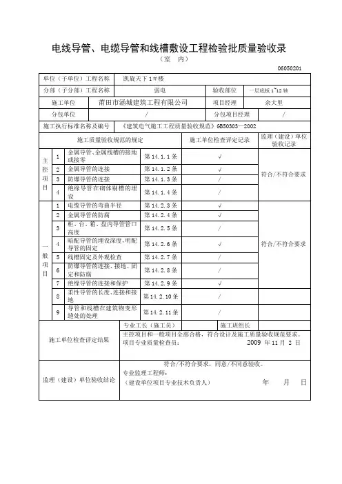 弱电电线导管-检验批