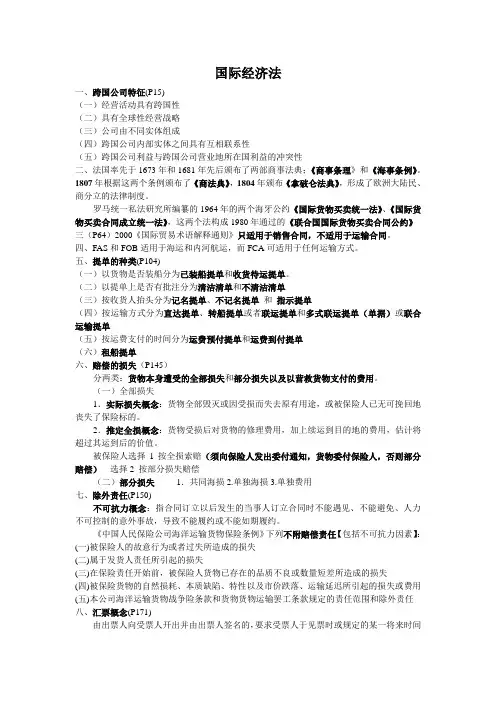 国际经济法复习重点