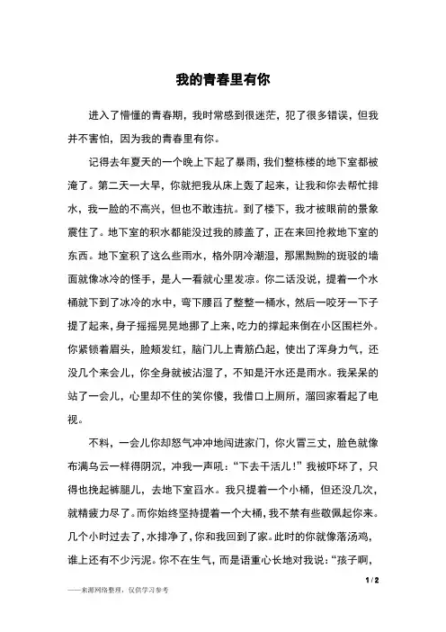 我的青春里有你_初二作文