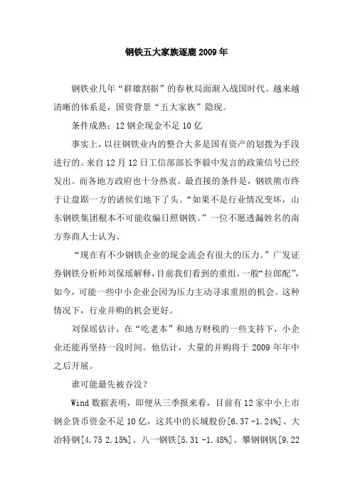 钢铁五大家族逐鹿2009年
