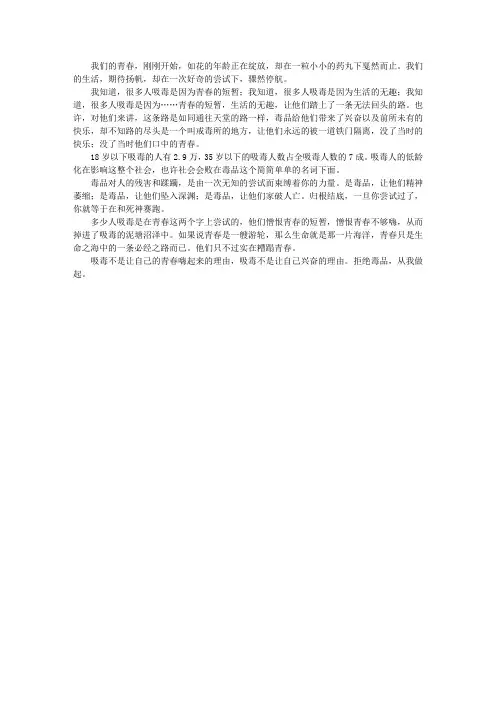 禁毒【致青春观后感】