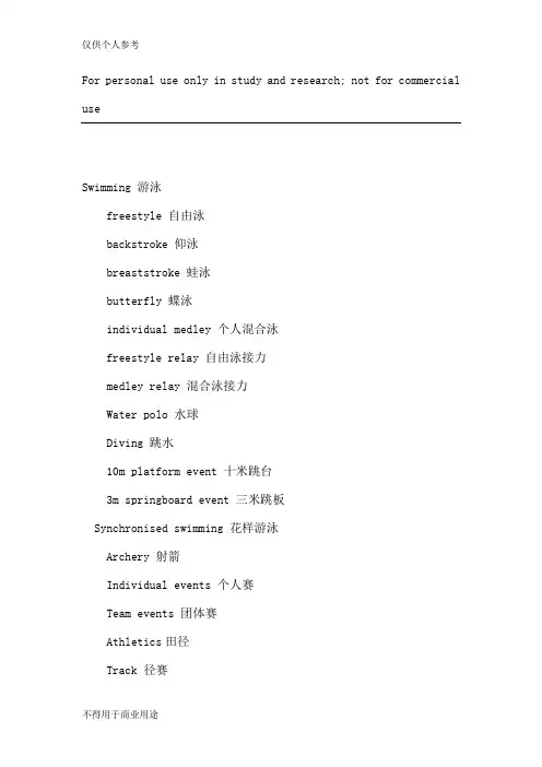 奥运会项目英文名称
