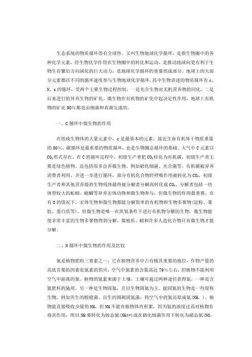 微生物物质循环中作用