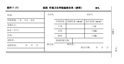 环境卫生学监测报告单(检验)