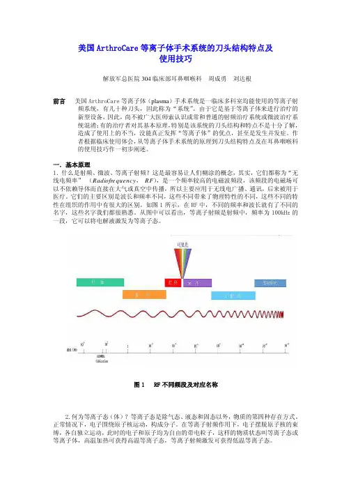 美国ArthroCare等离子体手术系统的刀头结构特点及