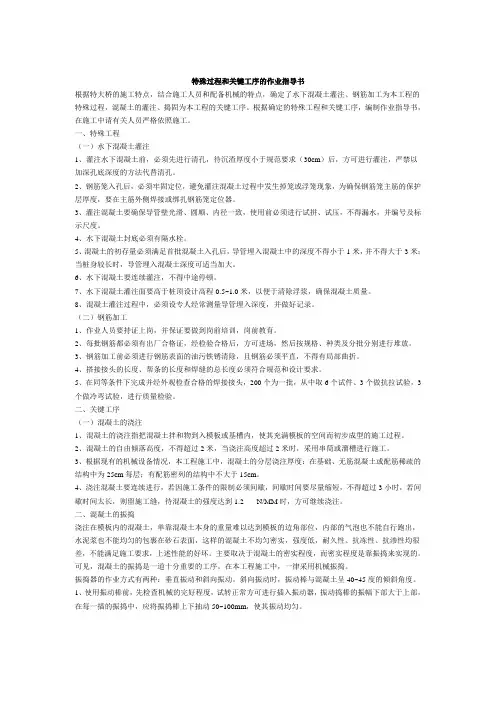 特殊过程和关键工序的作业指导书