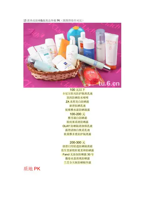 15款热卖防晒&隔离品终极PK