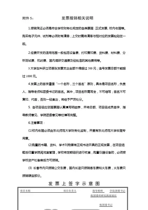 学生科研发票报销相关说明