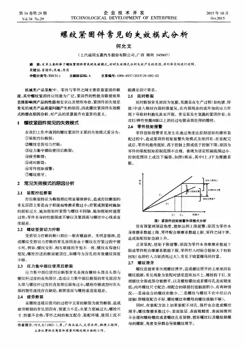螺纹紧固件常见的失效模式分析