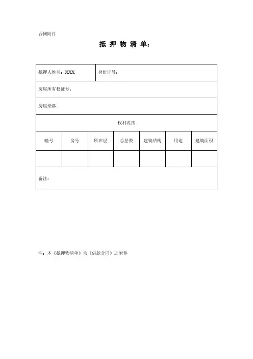 抵押物清单