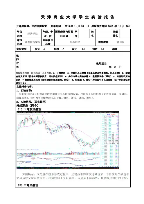 证券投资实验报告(形态理论)