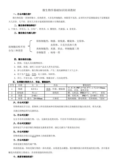 微生物学基础知识培训教材