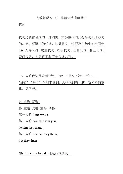 人教版课本_初一英语语法有哪些[1]
