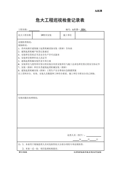 危大工程巡检记录范例