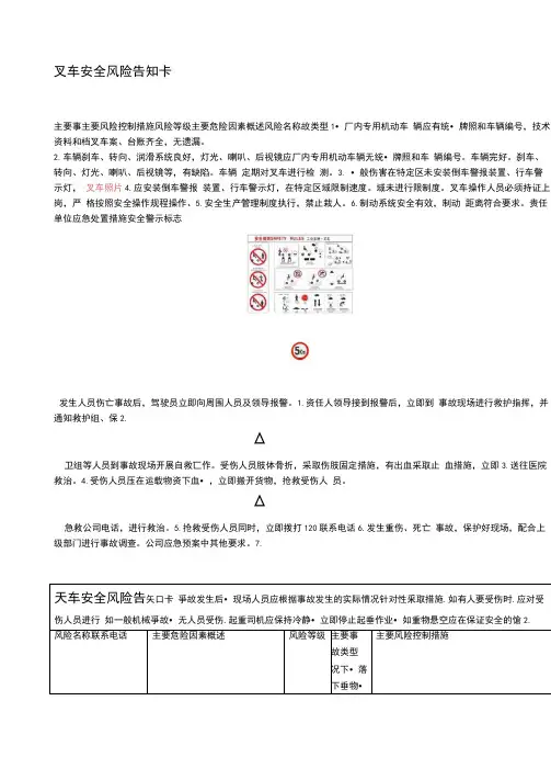 完整版安全风险管控图告知卡