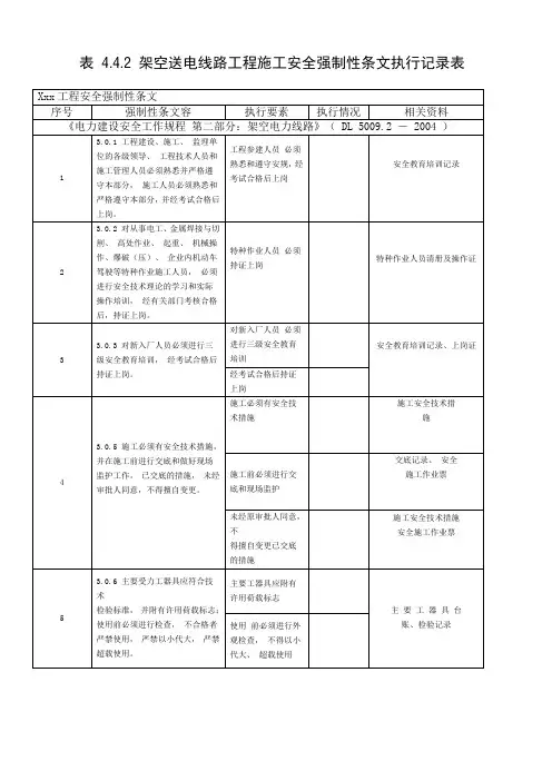 电力架空线路安全强制性条文