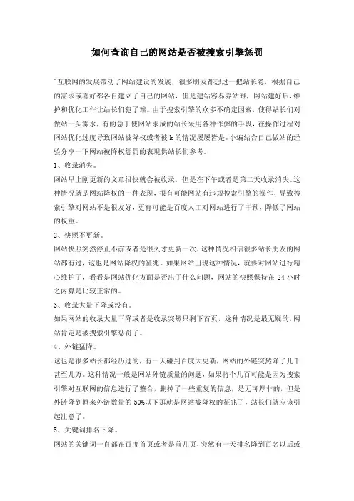 如何查询自己的网站是否被搜索引擎惩罚