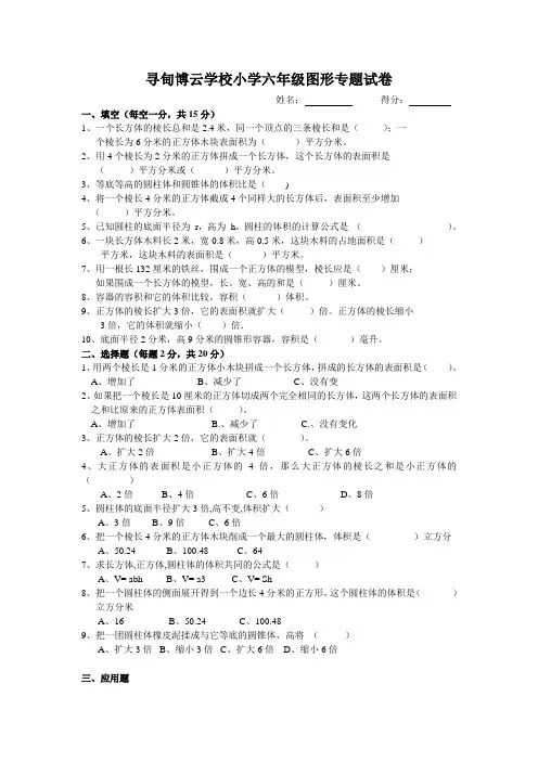 小学六年级图形专题试卷