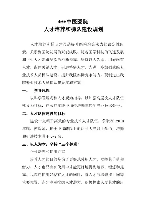 人才培养和阶梯建设规划