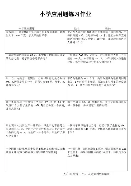 小学六年级数学自我提高VIII (19)