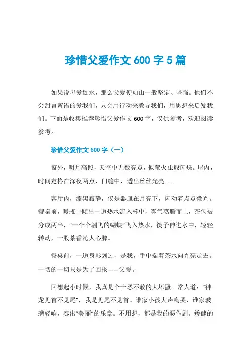珍惜父爱作文600字5篇