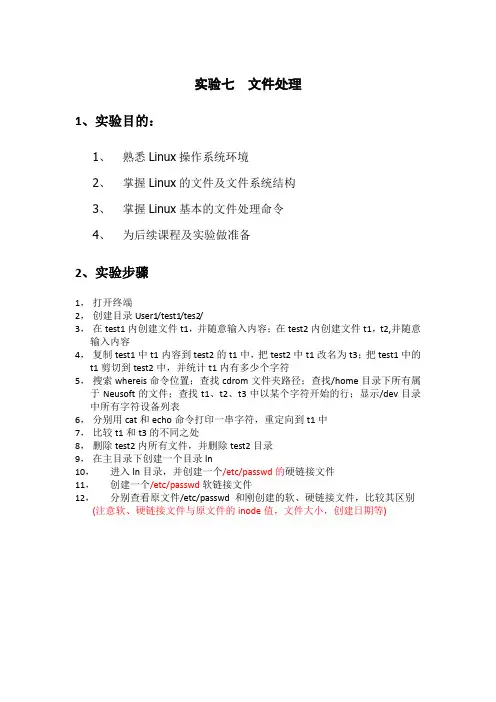实验七：文件处理
