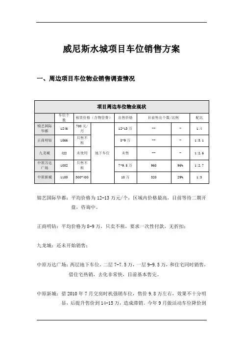 车位销售方案