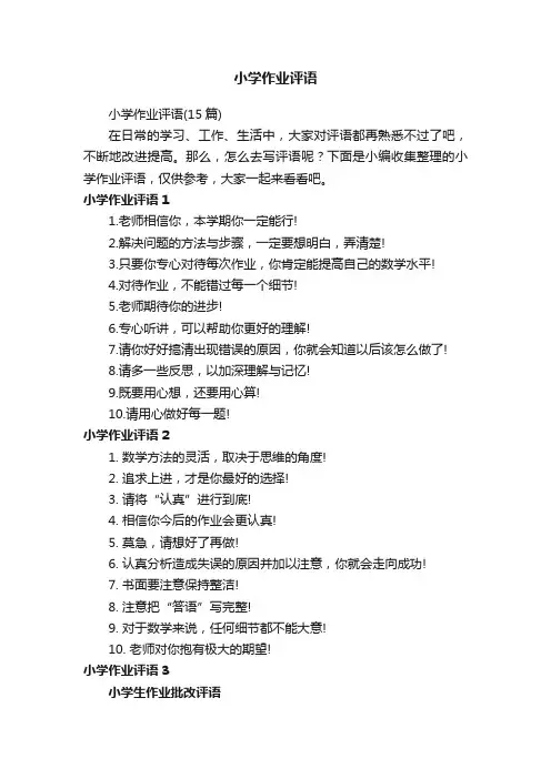 小学作业评语