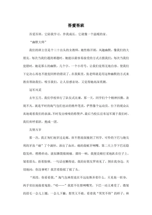 吾爱吾班_小学六年级作文800字