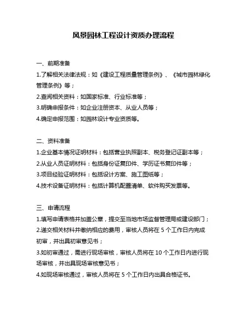 风景园林工程设计资质办理流程