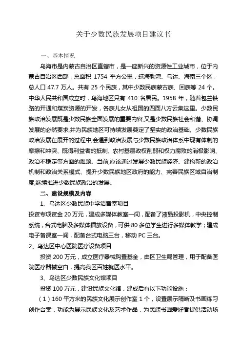 关于少数民族发展项目建议书