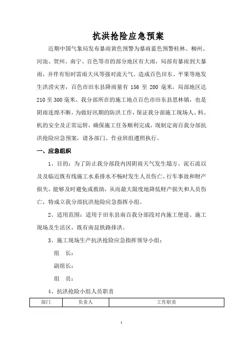 抗洪抢险应急预案 2