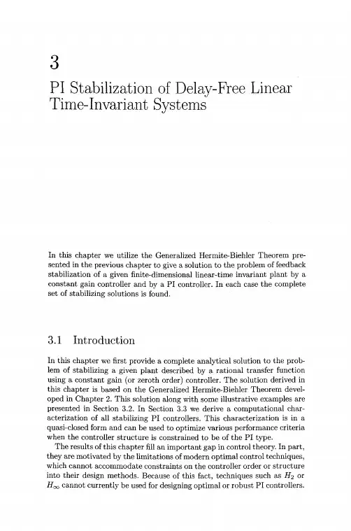 3 PI Stabilization of Delay-Free Linear Time-Invariant Systems