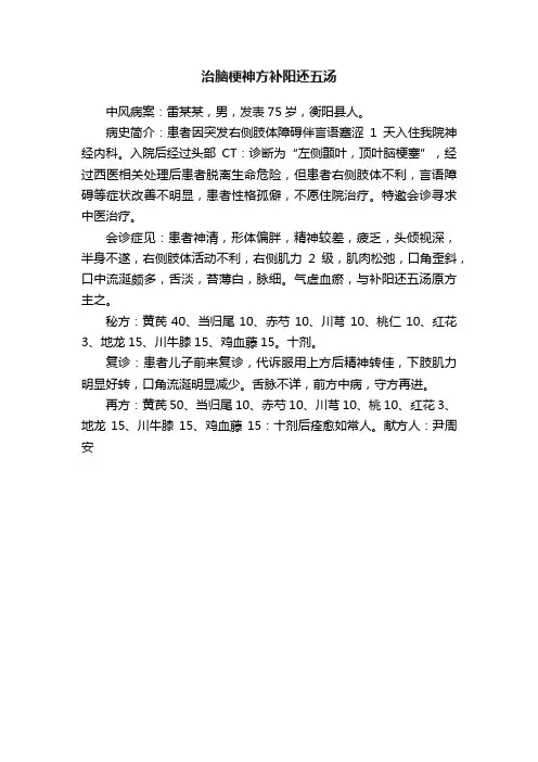 治脑梗神方补阳还五汤