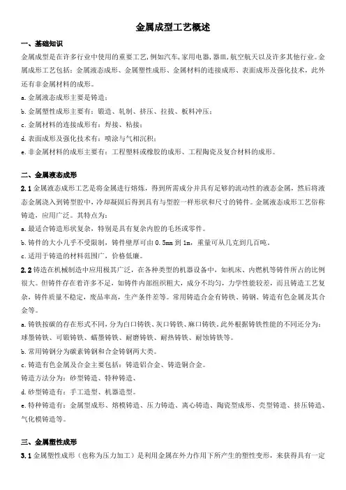金属成型工艺概述