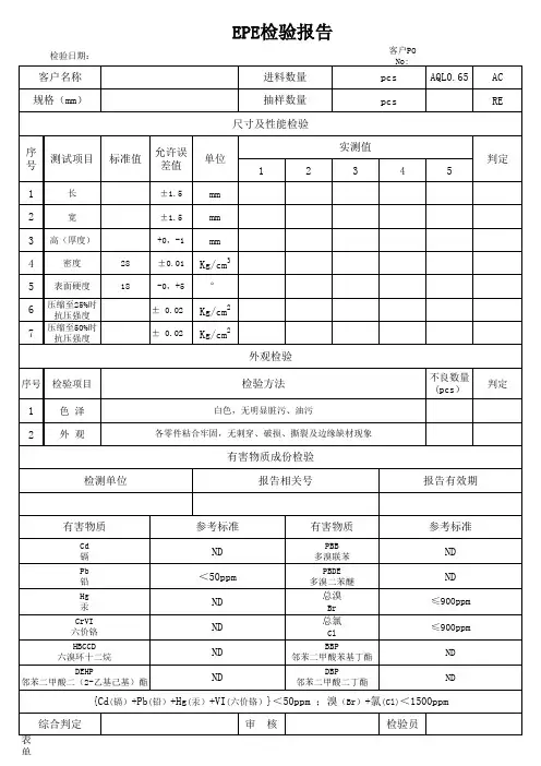 EPE检验报告