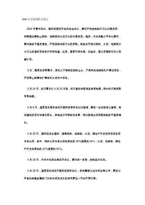 2004年宏观调控大事记