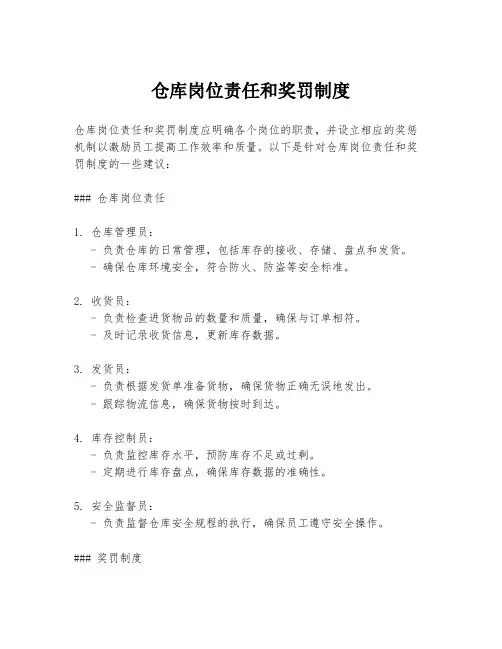 仓库岗位责任和奖罚制度
