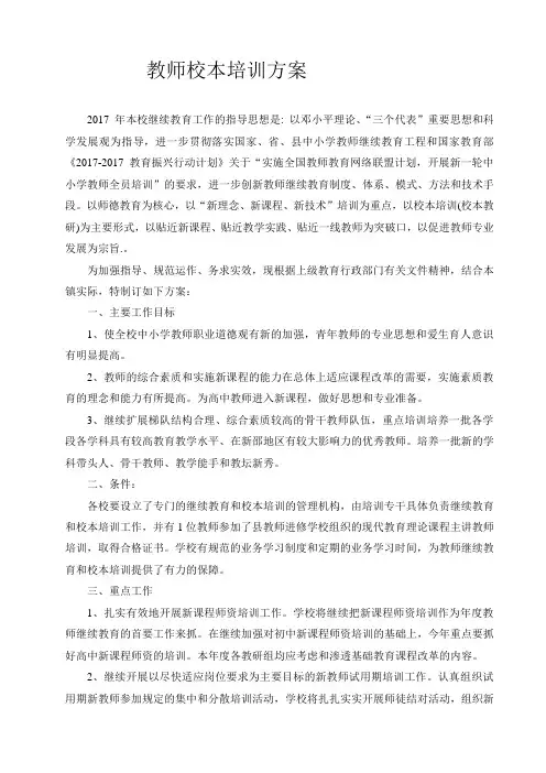 中心校教师校本培训计划