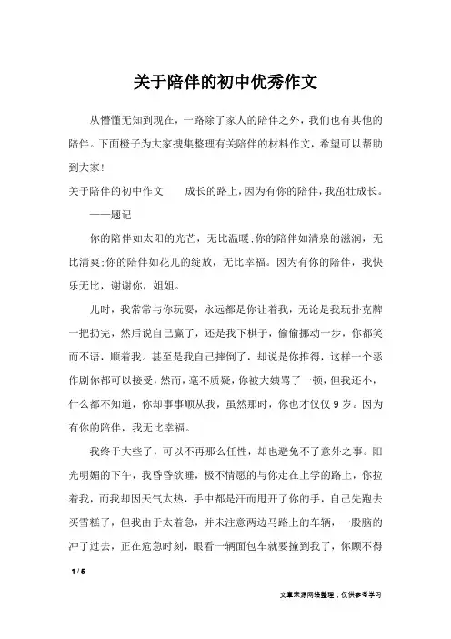 关于陪伴的初中优秀作文_初中作文