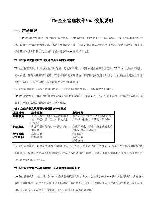 T6-企业管理软件V6.0发版说明