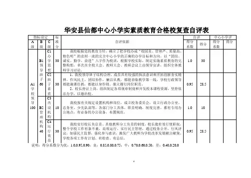 仙都中心小学素质教育评估自评报告表