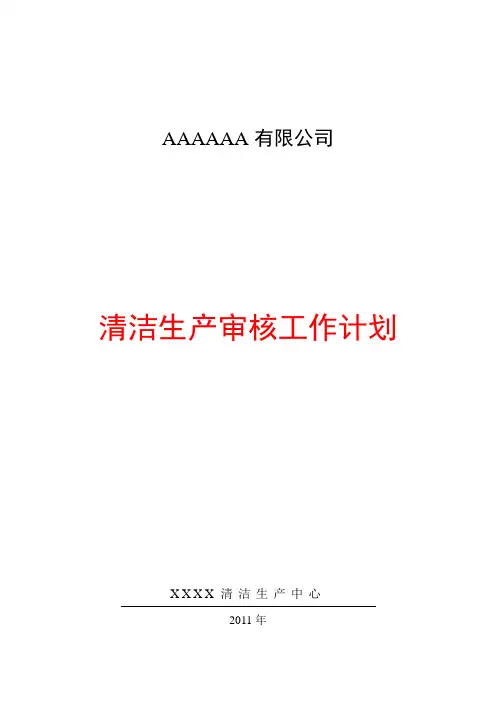 清洁生产审核工作计划