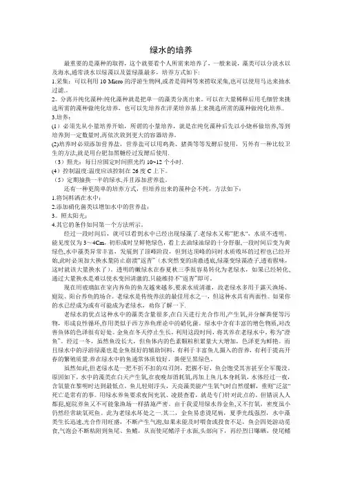 绿水的培养