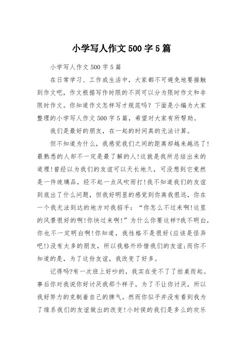 小学写人作文500字5篇