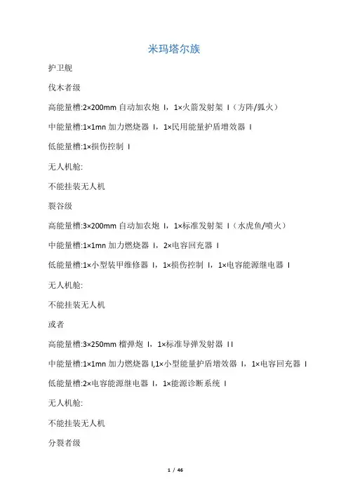 新手船只装配推荐