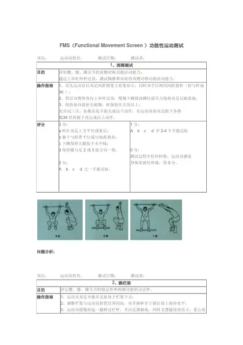 FMS(Functional Movement Screen )功能性运动测试
