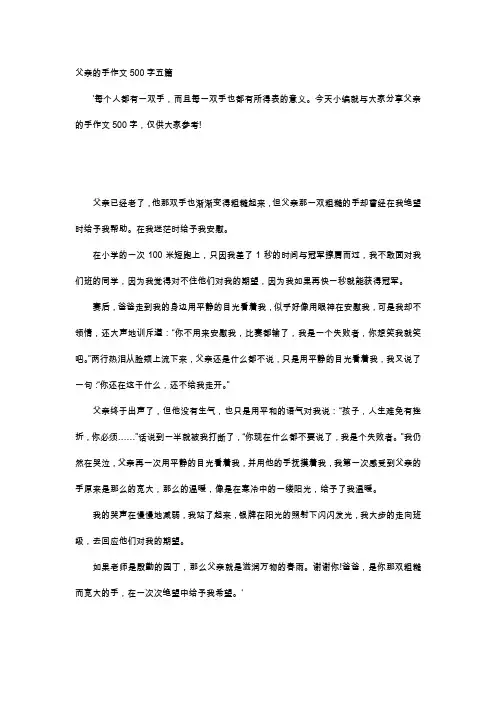 初中作文-父亲的手作文500字五篇