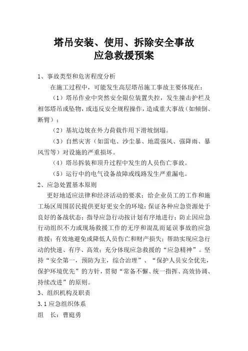 塔吊安装、使用、拆除应急救援预案