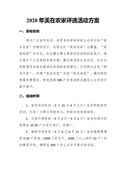 2020年美在农家评选活动方案